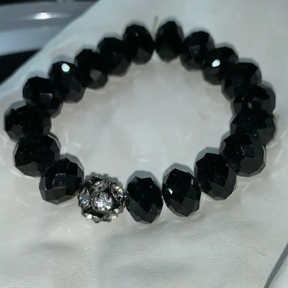 Beautiful Black Beveled Glass Beads